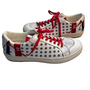 Duca del Cosma Womens Esti Nappa Leather Red White Blue Comfort Golf Shoe Size 9